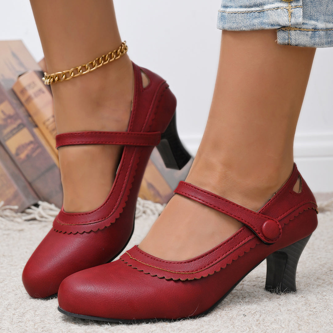 Damen Elegante Mary Jane Absatzschuhe mit verzierten Riemen und anatomischem Fußbett Drune