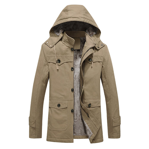 Herren Canvas-Fieldparka mit kuscheliger Teddyfleece-Innenlage und Kapuze Drune