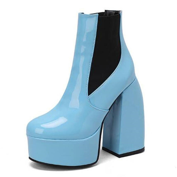 Damen Chunky Plattform Ankle Boots mit transparentem Blockabsatz Drune