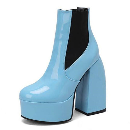 Damen Chunky Plattform Ankle Boots mit transparentem Blockabsatz Drune