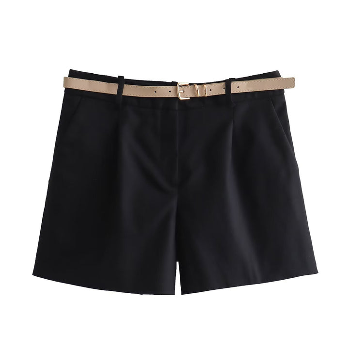 Femme Taillierte Hochbund-Chino-Shorts mit Gürtel-Detail Drune