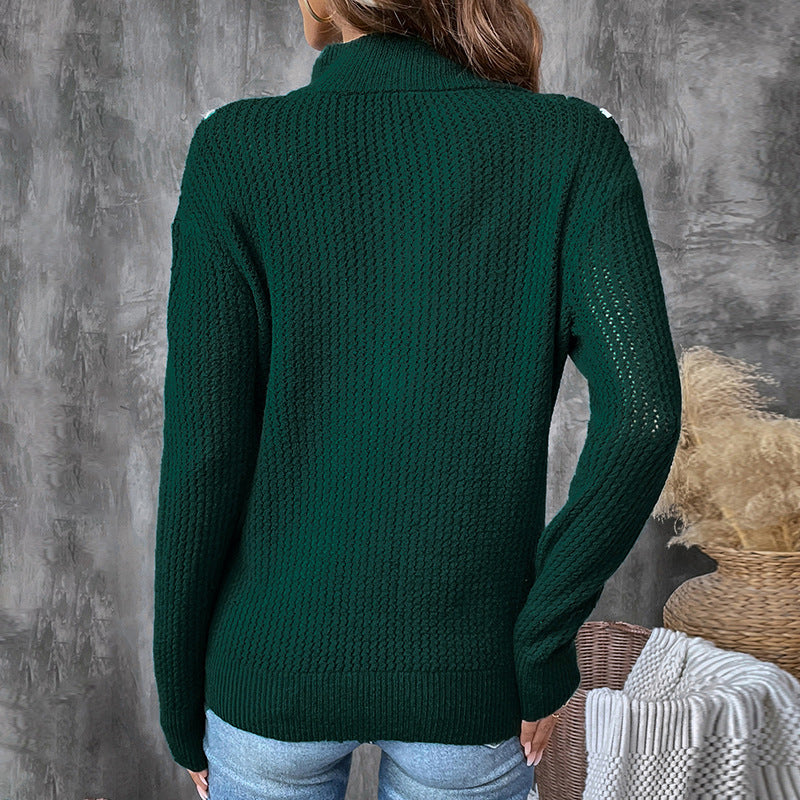 Damen Hochwertiger Strickpullover mit V-Ausschnitt Drune