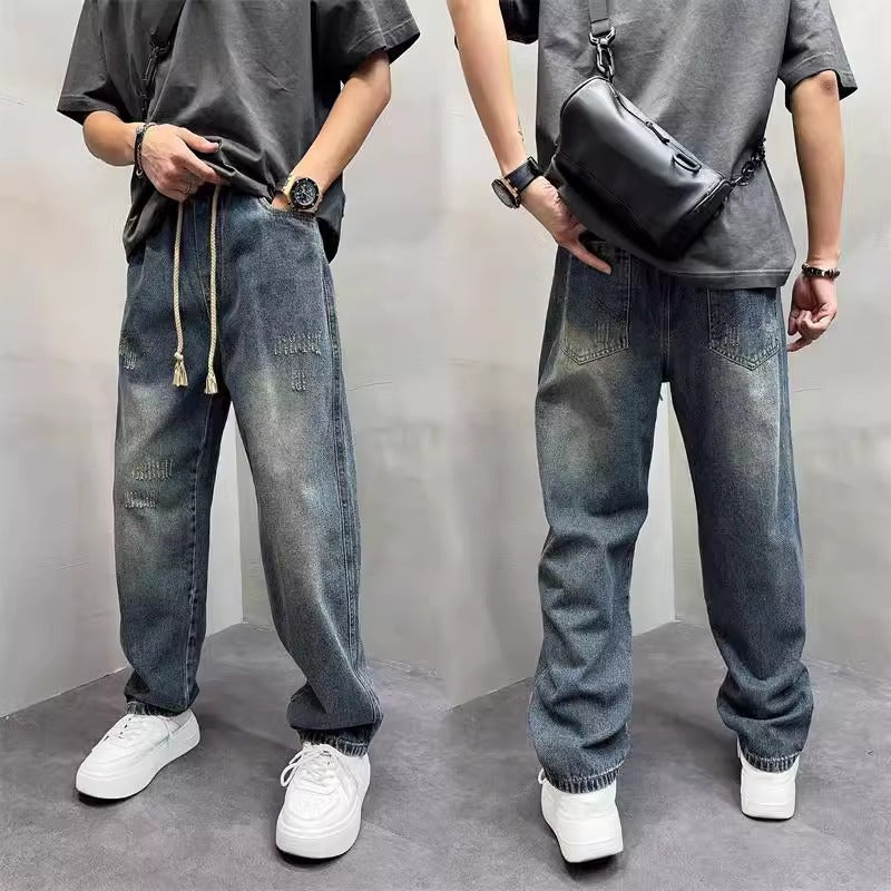 Herren Lässige Distressed Jeans mit weitem Schnitt Drune