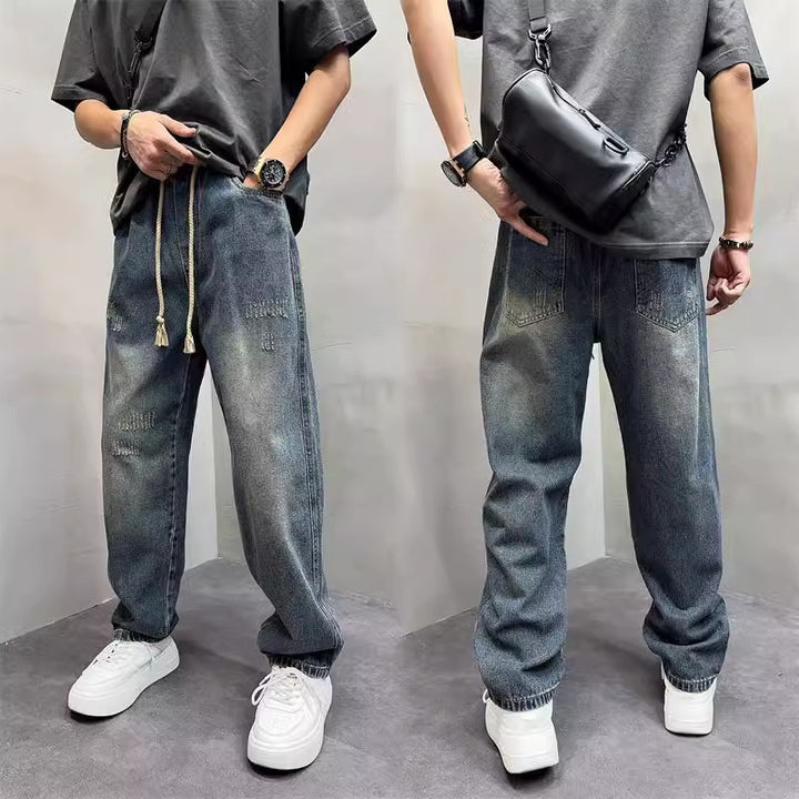 Herren Lässige Distressed Jeans mit weitem Schnitt Drune