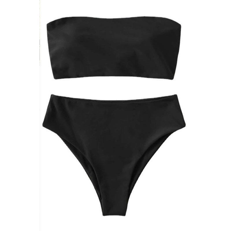 Damen Bandeau-Bikini mit hochgeschnittenem Unterteil Drune