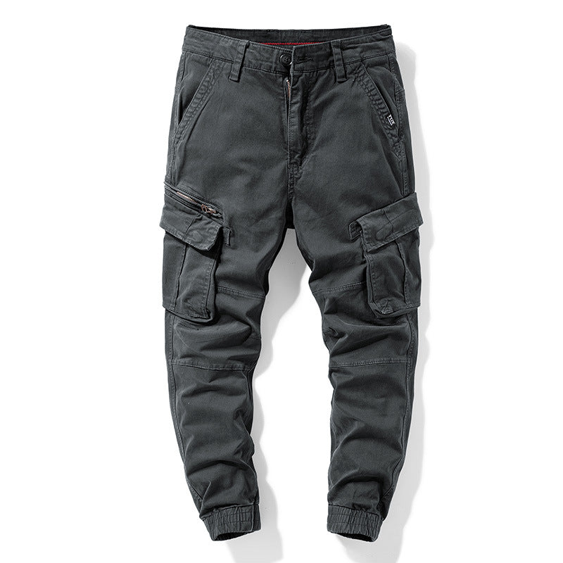 Herren Tapered‑Cargohose im Joggerstil mit Knieabnähern, Mehrfachtaschen und elastischen Knöchelbündchen Drune