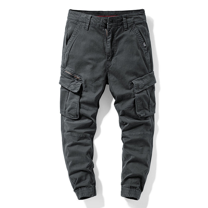 Herren Tapered‑Cargohose im Joggerstil mit Knieabnähern, Mehrfachtaschen und elastischen Knöchelbündchen Drune