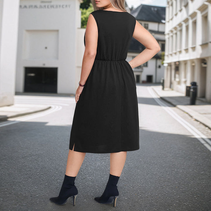 Damen Midikleid mit eleganten Drapierungen und figurbetontem Schnitt Drune