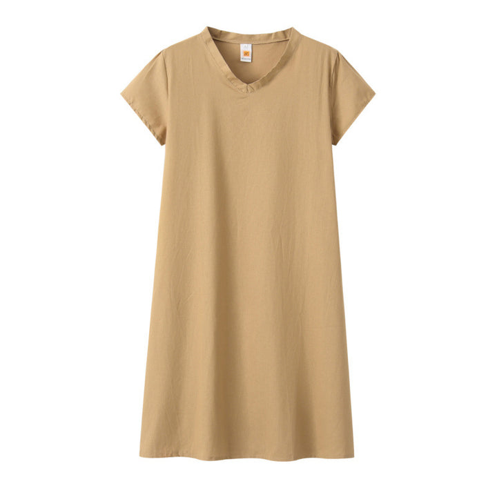 Damen Leinen-Midikleid Kastiges Oberteil