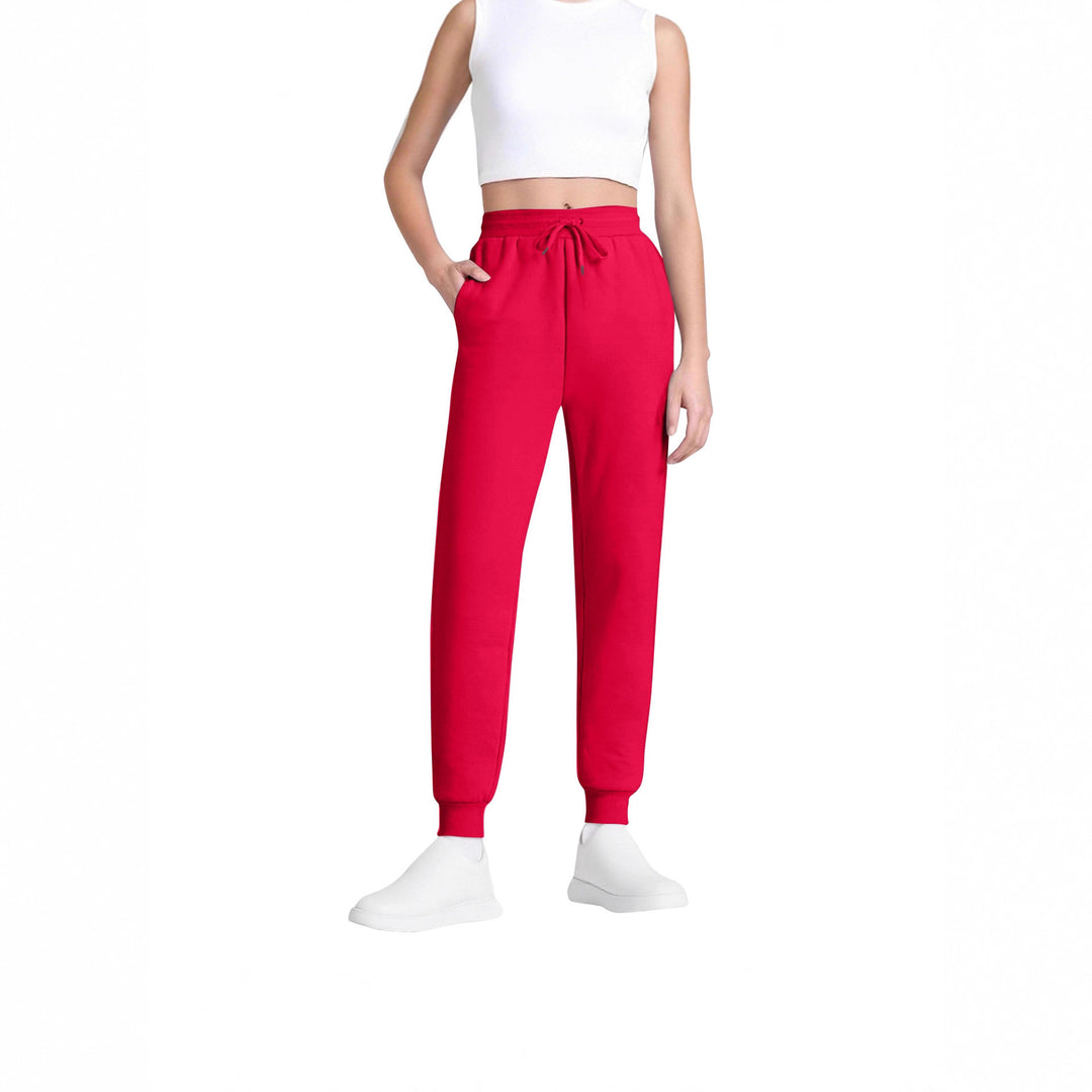 Damen nan schlanke hochgeschnittene Jogginghose mit Tunnelzug, Eingrifftaschen und Bündchen Drune