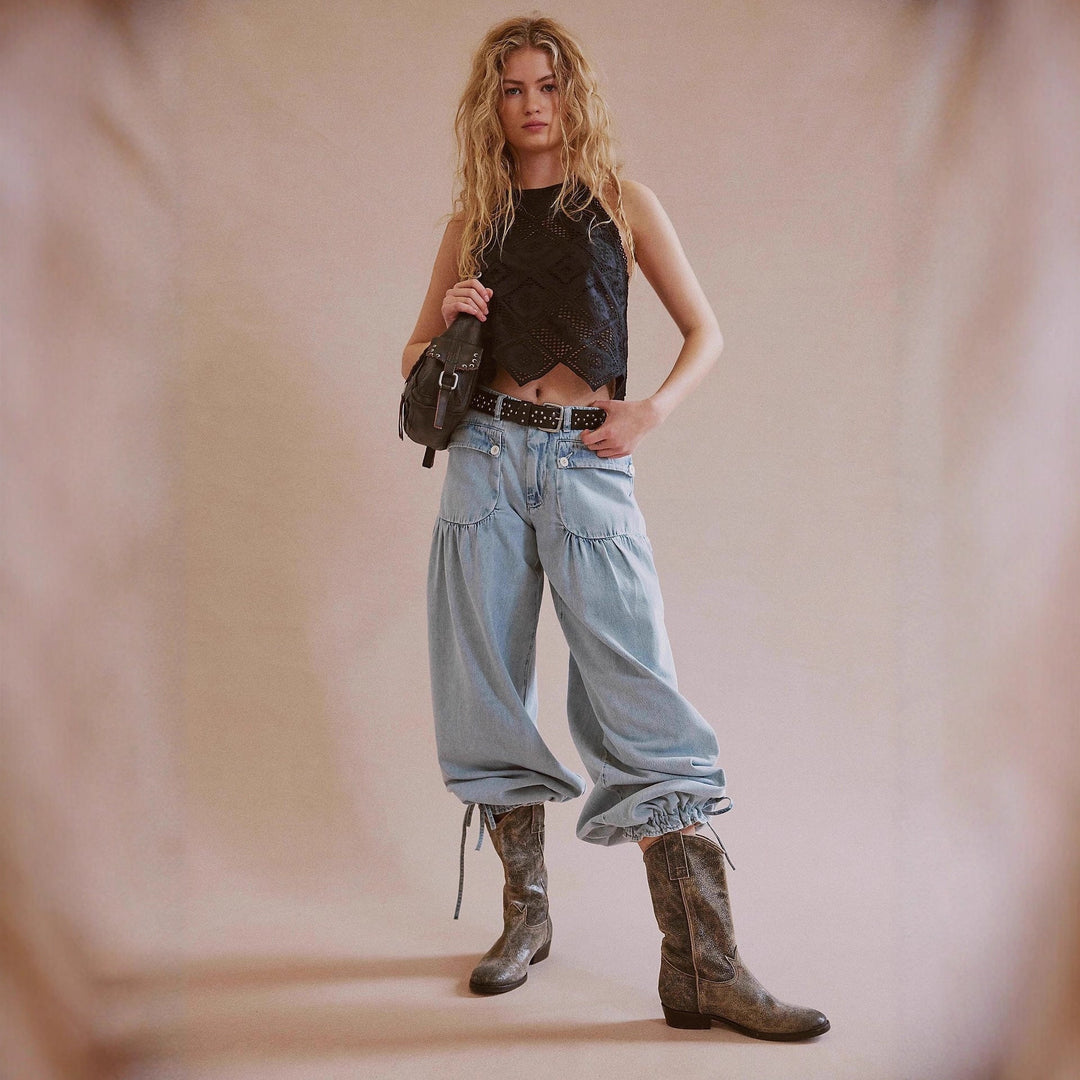 Damen Weite Hose mit praktischem Cargo-Schnitt