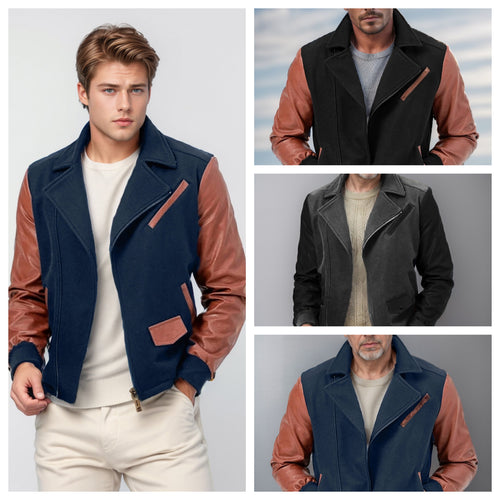 Herren modische Fleece-Kombijacke mit Lederakzenten Drune