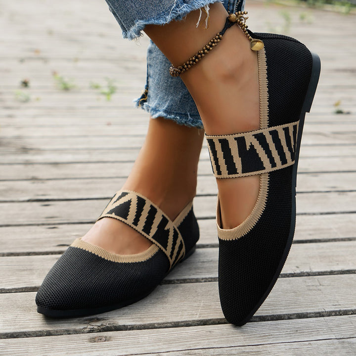 Damen Ballerinas mit elastischer Riemen Drune