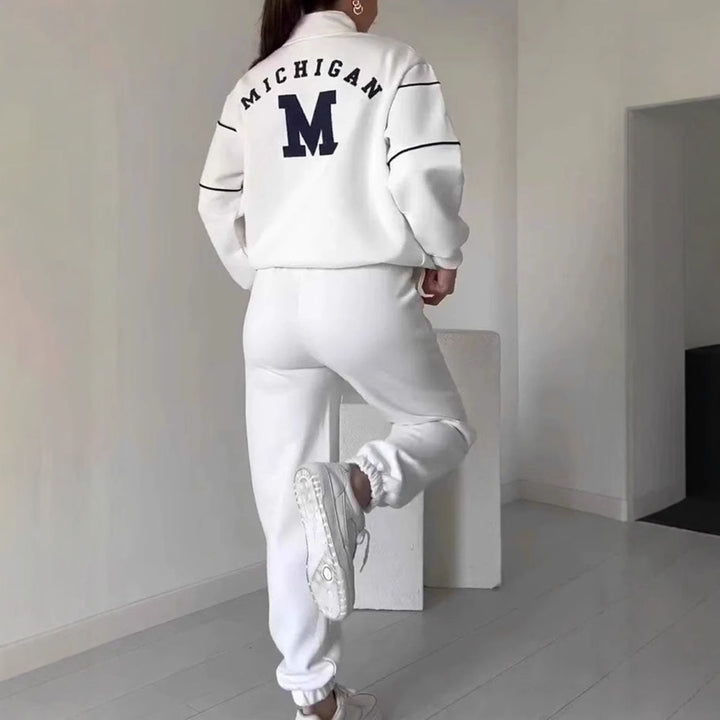 Damen sportliches Fleece-Anzugset mit Stehkragen und praktischen Taschen Drune