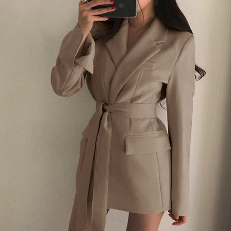 Damen Elegantes Blazer-Kleid mit Gürtel Drune