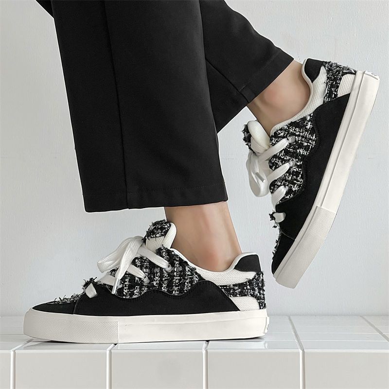 Damen Sneakers mit modischem Tweed-Design und übergroßen Schnürsenkeln Drune