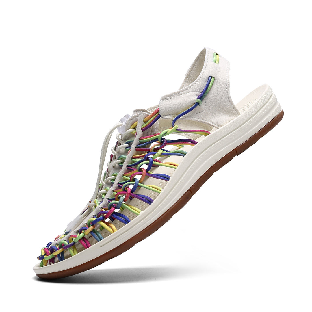 Unisex Geflochtene Sport-Sandalen mit elastischen Multicolor-Kordeln Drune