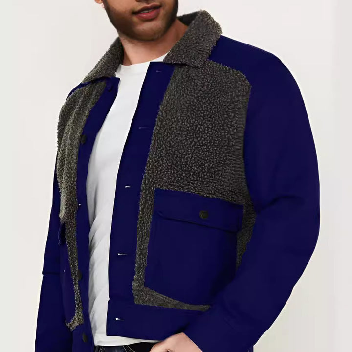 Herren Overshirt-Jacke mit Teddyfutter, aufgesetzten Pattentaschen und Knopfleiste Drune