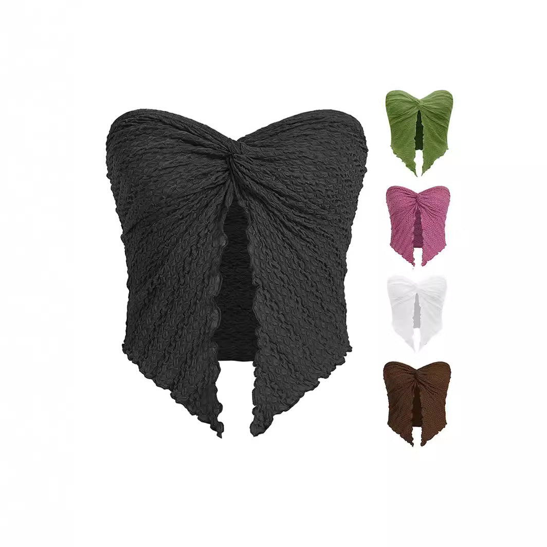 Damen ärmelloses Top mit elegantem Wickeldesign Drune