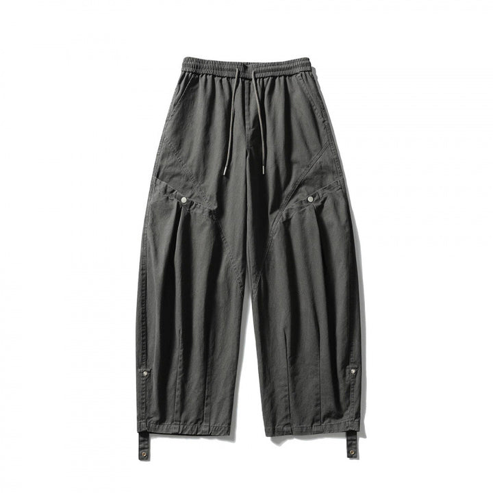 Unisex Weite Cropped Cargo-Hose mit Tunnelzugbund, multifunktionalen Pattentaschen und verstellbaren Beinriegeln Drune