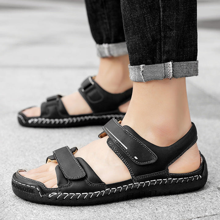 Herren Atmungsaktive Veloursleder-Sandalen mit verstellbarem Riemen Drune