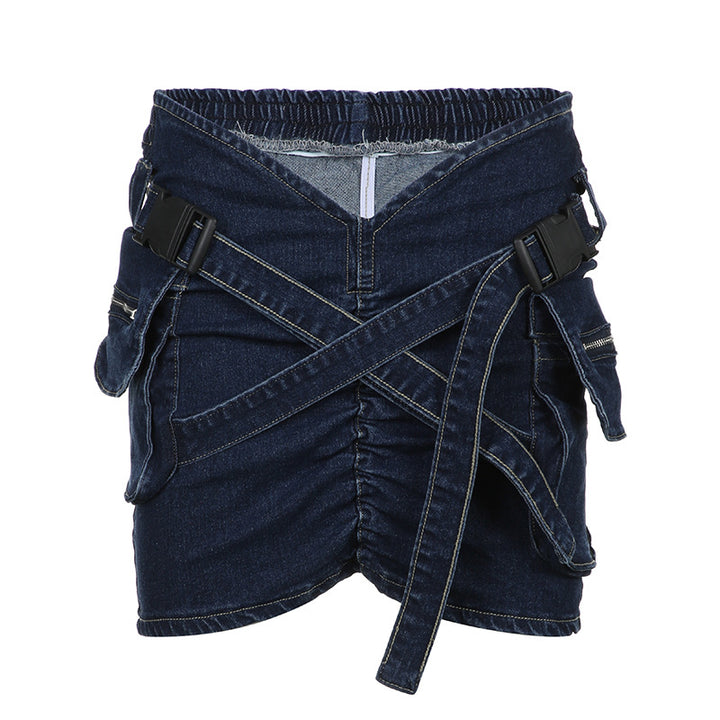 Damen Jeansrock mit praktischem Taschen-Design und trendigem Gürtelsystem Drune