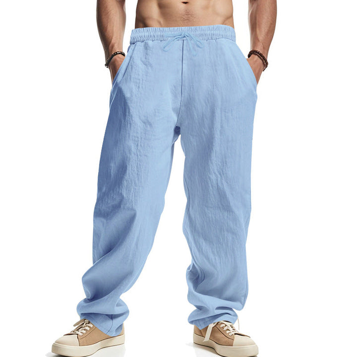 Herren lockere Sommer-Cargohose aus atmungsaktivem Material mit verstellbarem Kordelzug Drune