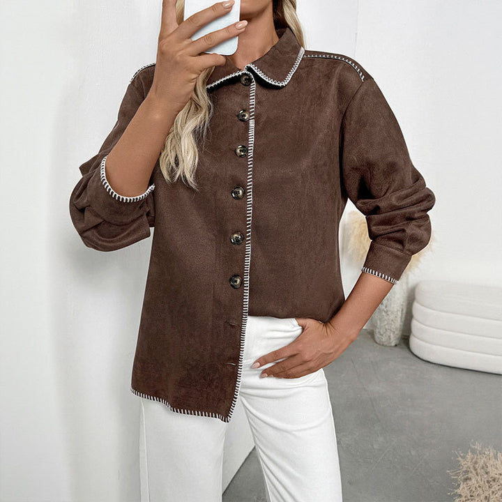 Damen Elegantes Overshirt aus Velourslederimitat Drune