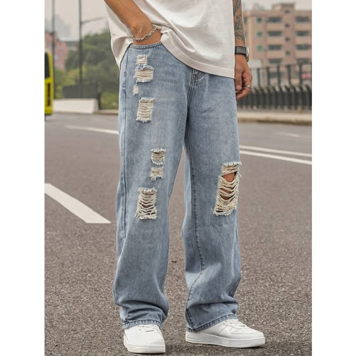 Herren Lässige Weit geschnittene Ripped Jeans Drune