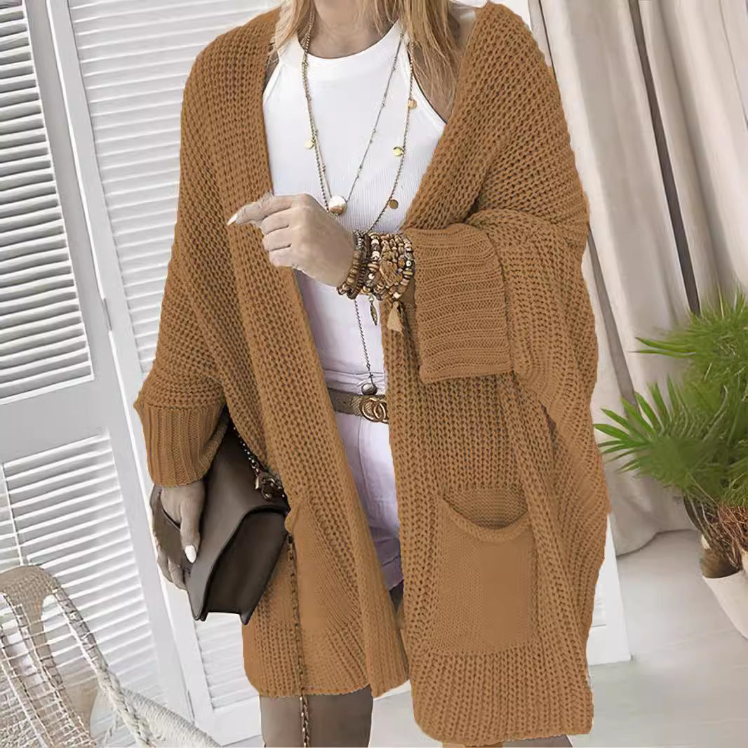Damen Grobstrick-Cardigan mit offenen Taschen und legerem Schnitt Drune