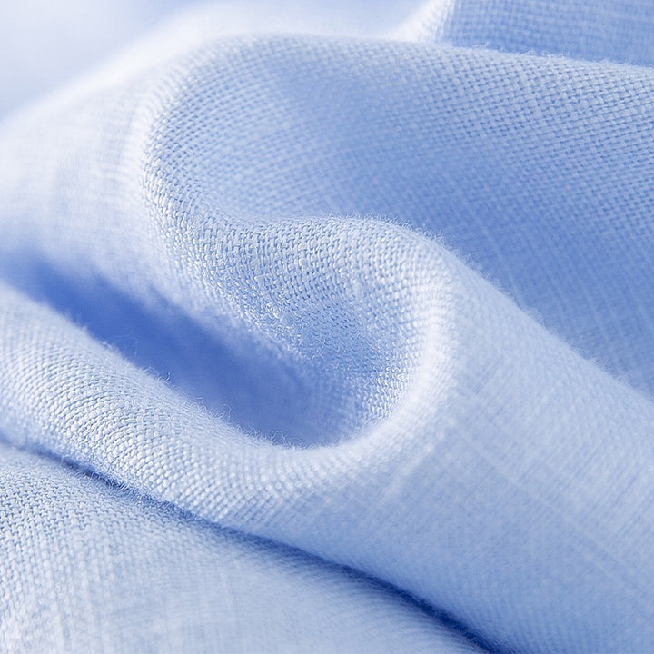 Damen Locker fallende Leinenmix-Bluse mit Hemdkragen und Manschetten Drune