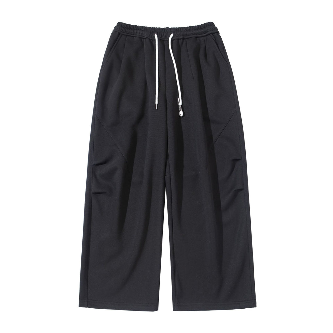 Damen Weite Cropped-Jogginghose aus French-Terry mit hohem Elastikbund, Kordelzug und Eingrifftaschen Drune