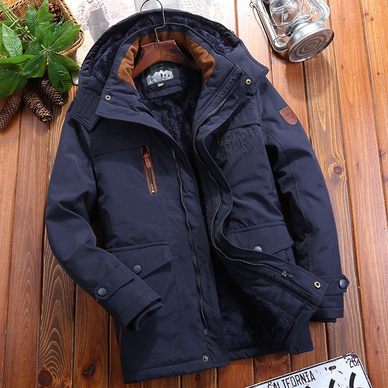 Herren urbaner Thermo-Parka mit Teddyfleece-Innenfutter, winddichter Front und Multifunktionstaschen Drune