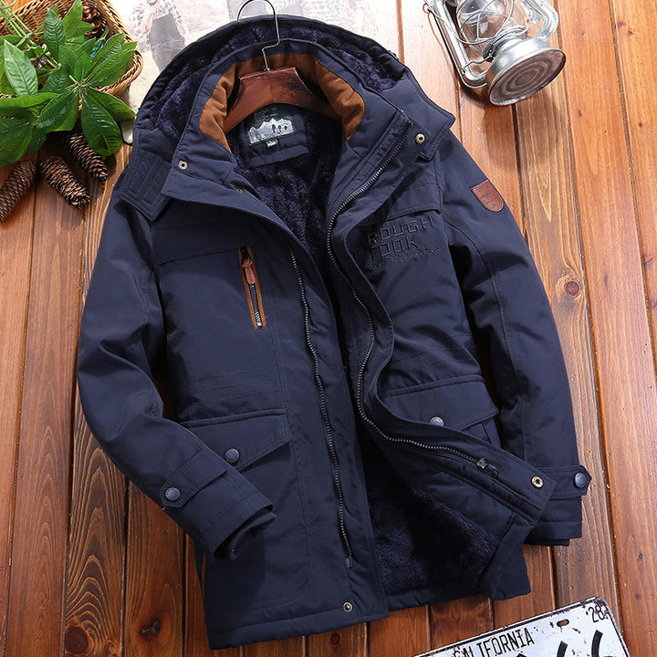 Herren urbaner Thermo-Parka mit Teddyfleece-Innenfutter, winddichter Front und Multifunktionstaschen Drune