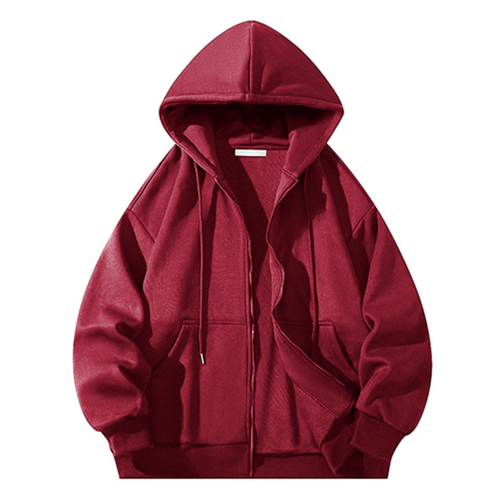 Herren Oversize Reißverschluss‑Kapuzenjacke aus schwerer Sweatqualität mit Kängurutaschen Drune