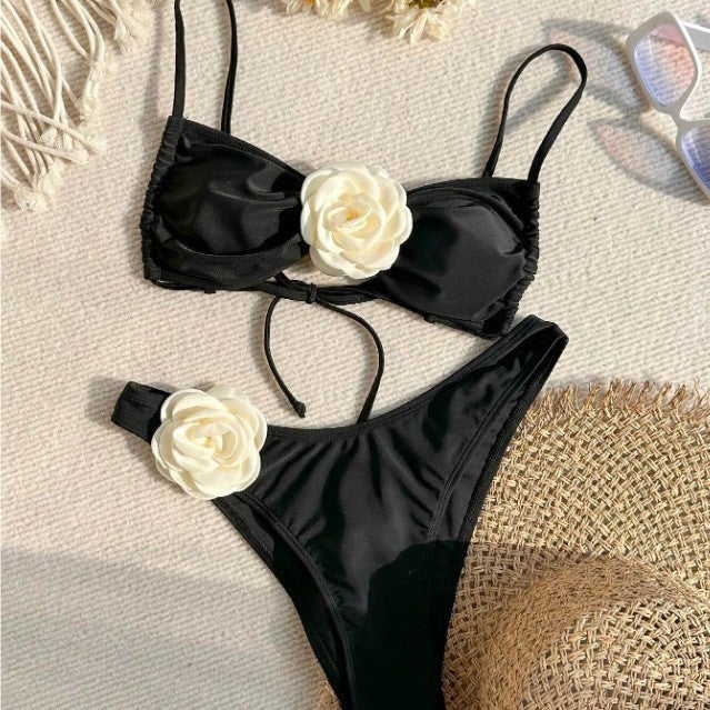 Damen Bikini mit floralem Rüschendetail Drune