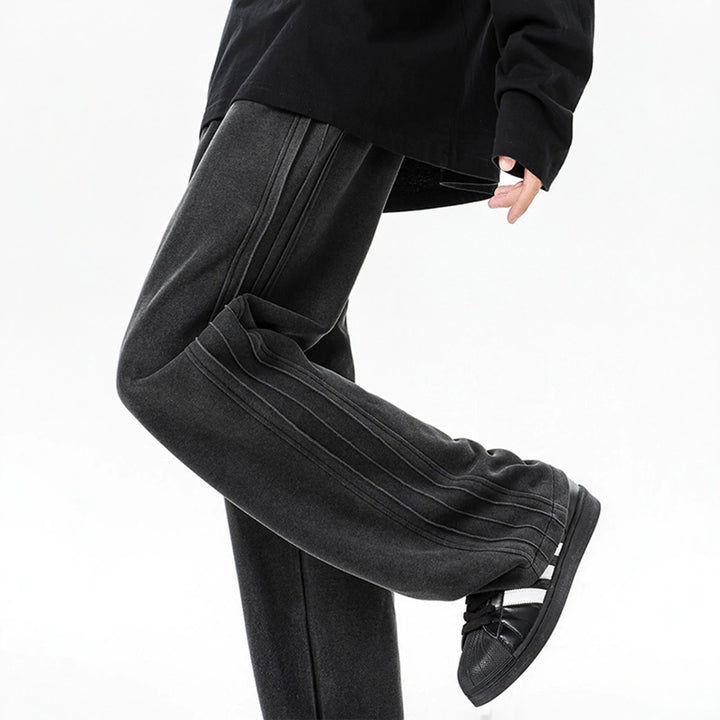 Herren weite Samt-Relaxhose mit Kordelzug und betonten Seitennähten Drune