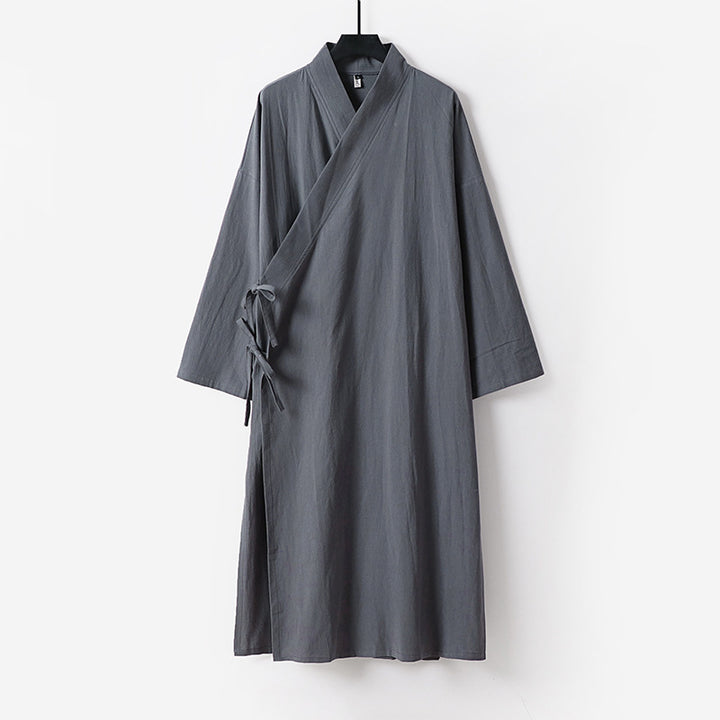 Unisex Langer Kimono-Mantel mit Bindeband, weitem Schnitt und minimalistischer Silhouette Drune