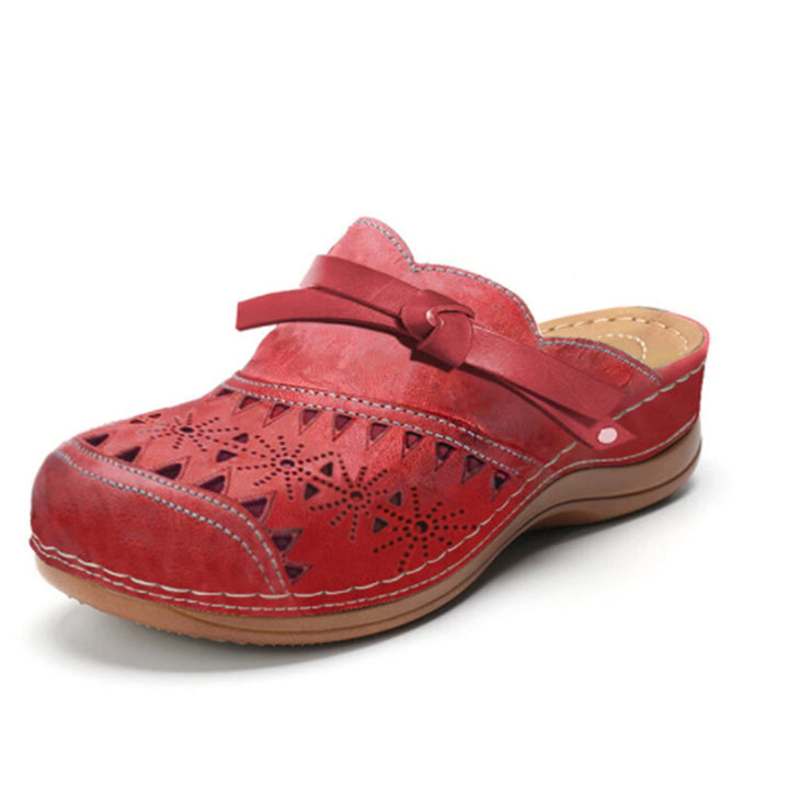 Damen Bequeme Perforierte Clog-Mules mit Knotenriemen und ergonomischem Komfortfußbett Drune