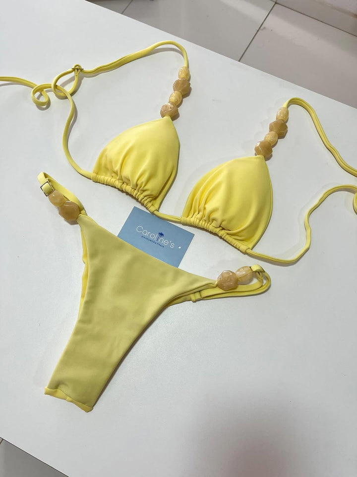 Damen Triangel-Bikini mit elastischen Bändern und dekorativen Details Drune