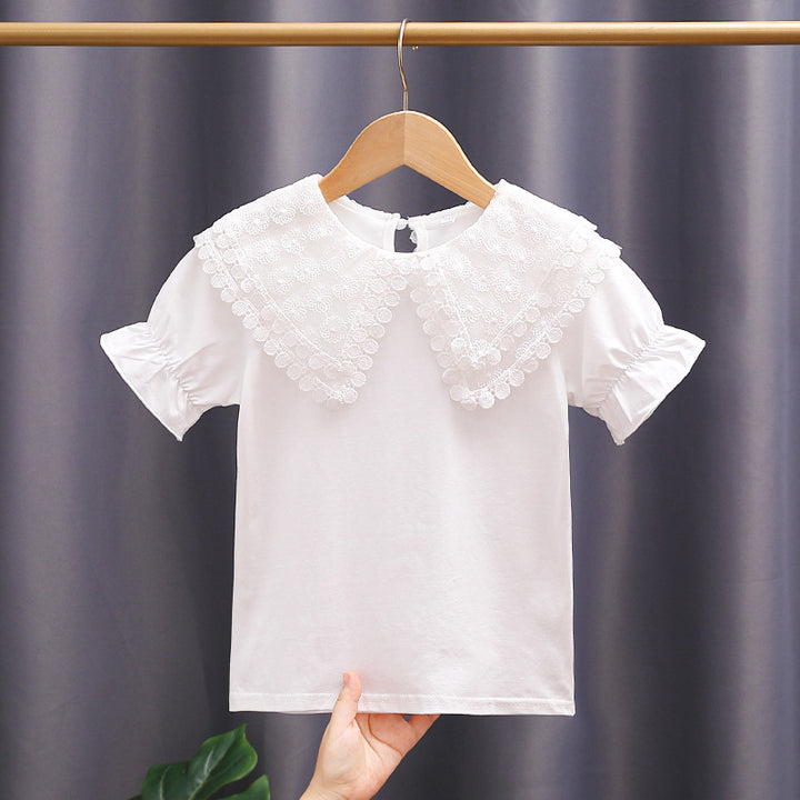 Mädchen Bluse mit romantischem Spitzenkragen und Rüschendetails Drune