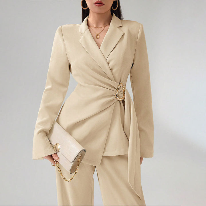 Damen Elegantes Blazer-Kostüm mit Taillengürtel Drune