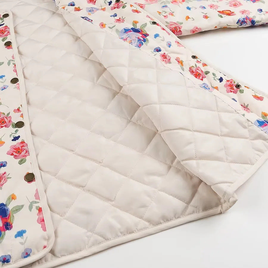 Damen nan leichte gesteppte Shacket mit Rundhals, Druckknopffront und großen Klappentaschen Drune