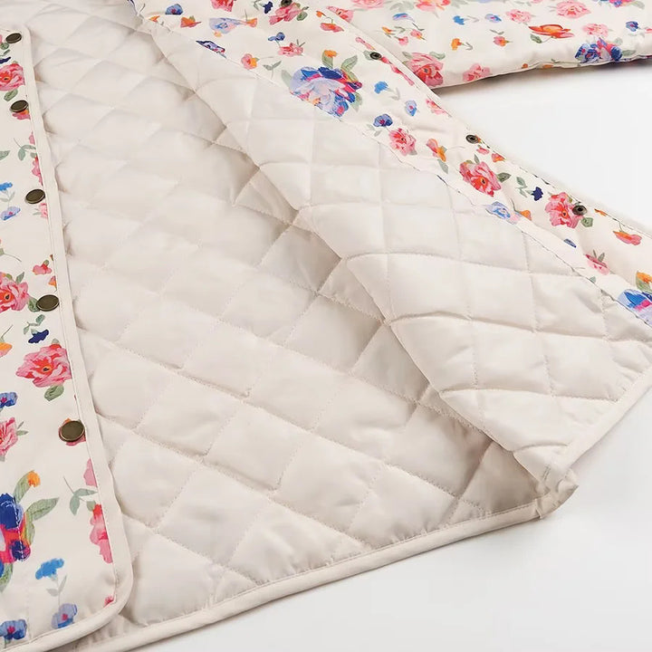Damen nan leichte gesteppte Shacket mit Rundhals, Druckknopffront und großen Klappentaschen Drune