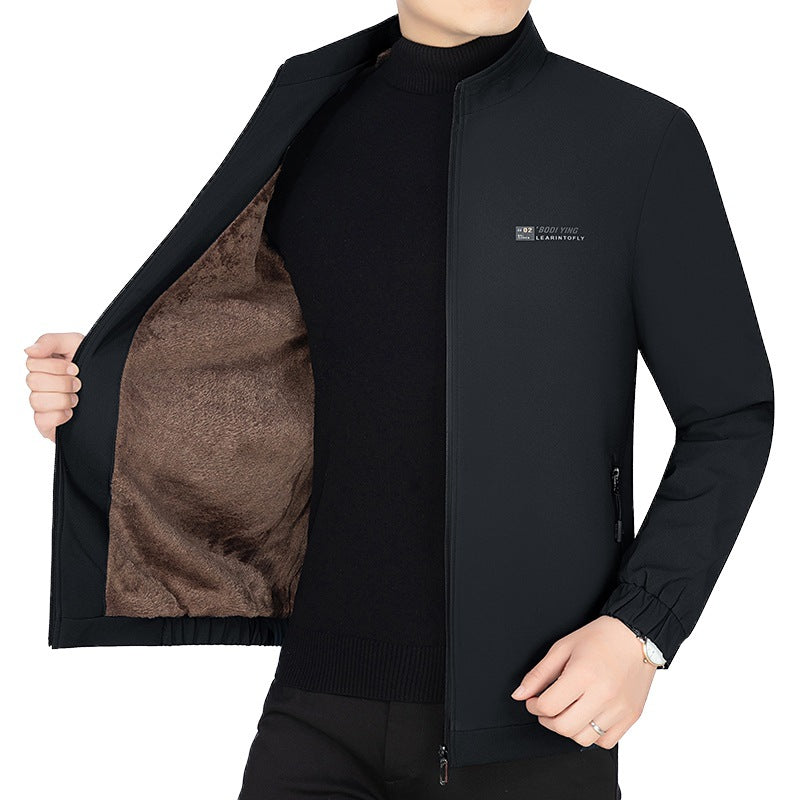 Herren Stehkragen-Jacke mit wärmendem Teddyfutter und Reißverschluss Drune