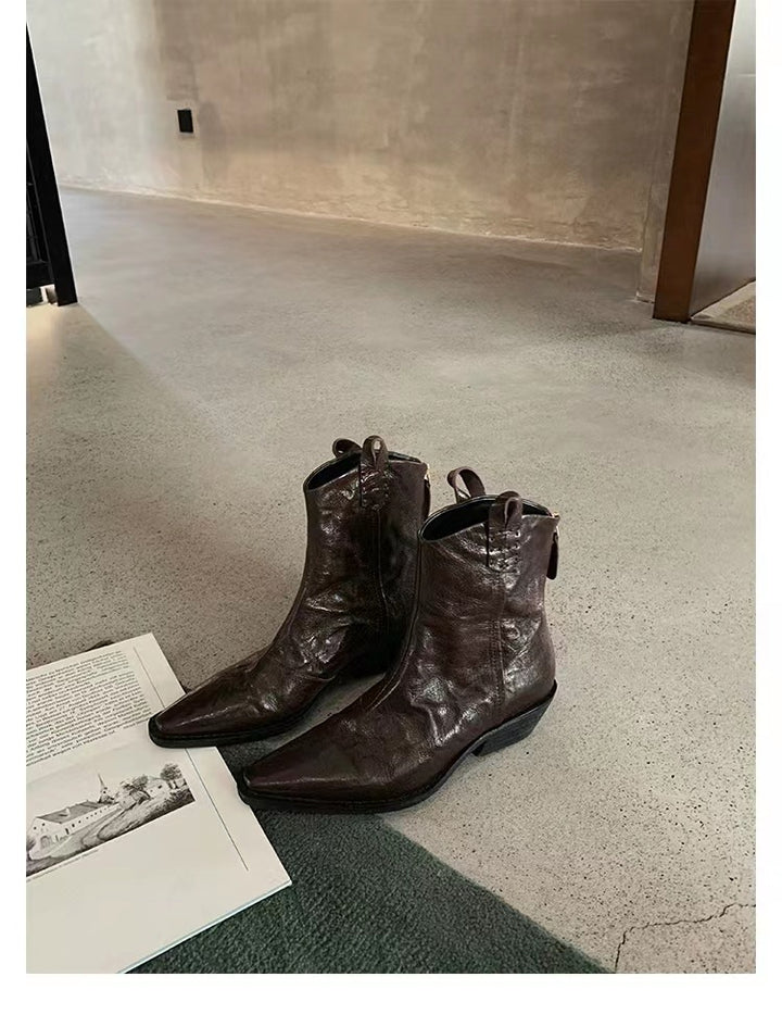 Herren Western-Stiefelette mit spitzer Kappe und Zugschlaufen Drune