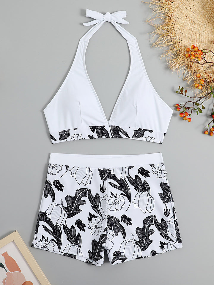 Damen Triangel-Bikini mit floralem Shorts-Design Drune
