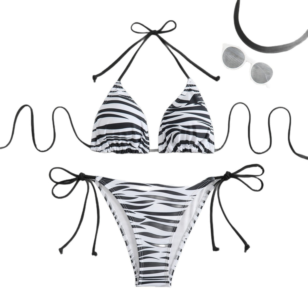 Damen Triangel-Bikini mit aufregendem Zebramuster und verstellbaren Bändern Drune