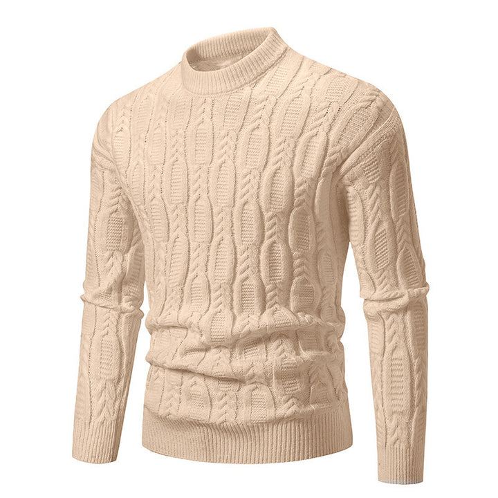 Herren modischer Rollkragenpullover mit strukturiertem Zopfmuster Drune