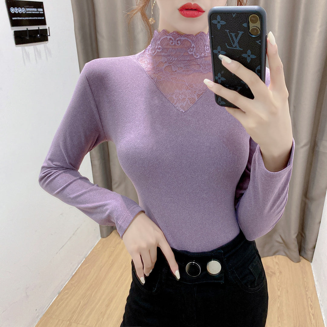 Damen Shirt mit elegante Spitzendetails Drune